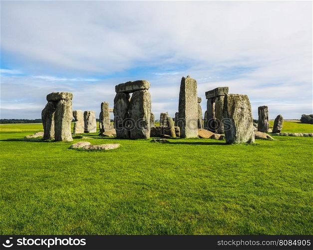 HDR Stonehenge monument in Amesbury. HDR Ruins of Stonehenge prehistoric megalithic stone monument in Wiltshire, England, UK