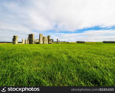 HDR Stonehenge monument in Amesbury. HDR Ruins of Stonehenge prehistoric megalithic stone monument in Wiltshire, England, UK