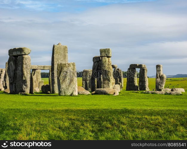 HDR Stonehenge monument in Amesbury. HDR Ruins of Stonehenge prehistoric megalithic stone monument in Wiltshire, England, UK