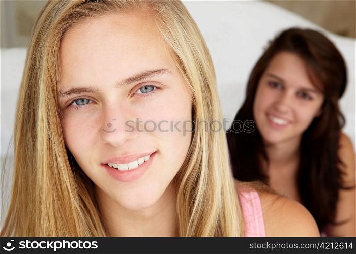 Head and shoulders portrait of teenage girls