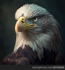 Head of a bald eagle close-up. Symbol of America&rsquo;s freedom. AI generated.. Head of a bald eagle close-up. AI generated.