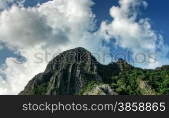 Head of a mountain and sky time lapse