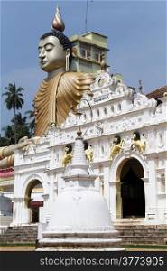 Head of Buddha and temple in Wewurukannala Vihara near Dikwella, Sri Lanka