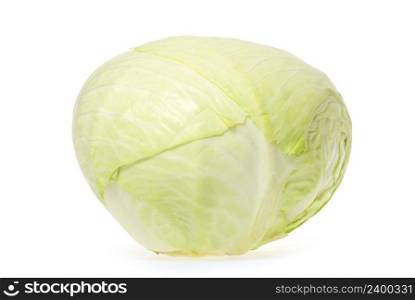 head of green cabbage vegetable isolated on white background