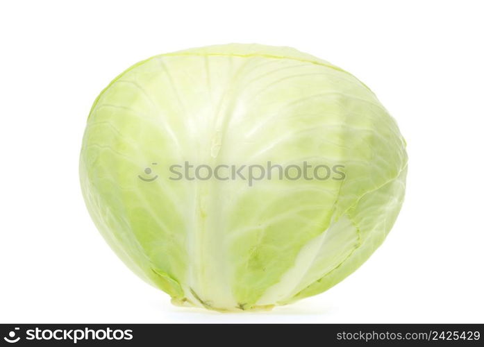 head of green cabbage vegetable isolated on white background