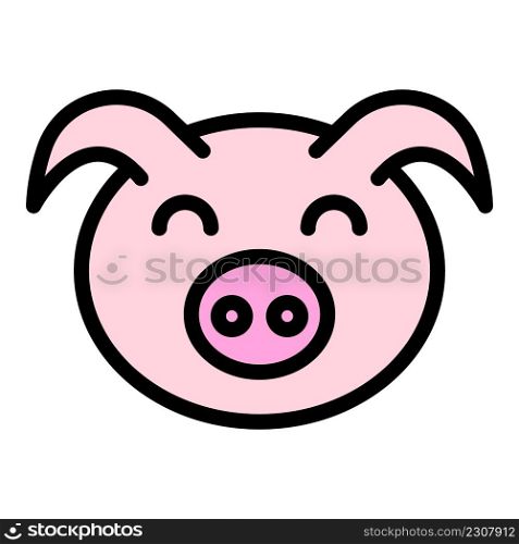 Head pig icon. Outline head pig vector icon color flat isolated. Head pig icon color outline vector