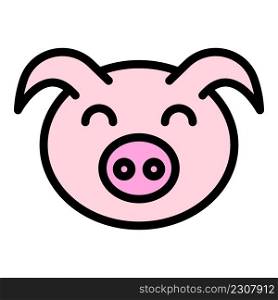 Head pig icon. Outline head pig vector icon color flat isolated. Head pig icon color outline vector