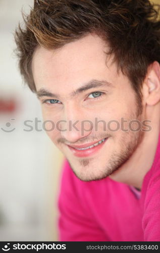 Head-shot of casual man at home