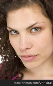 Head shot of woman thinking