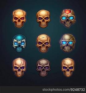 head skull death game ai generated. dead horror, face black, evil symbol head skull death game illustration. head skull death game ai generated