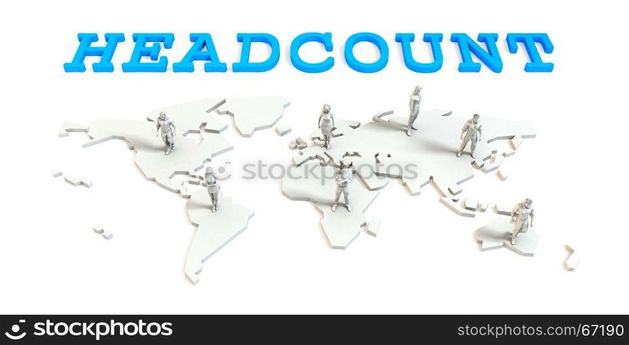 headcount Global Business Abstract with People Standing on Map. headcount Global Business