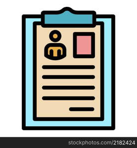 Headhunter clipboard icon. Outline headhunter clipboard vector icon color flat isolated. Headhunter clipboard icon color outline vector