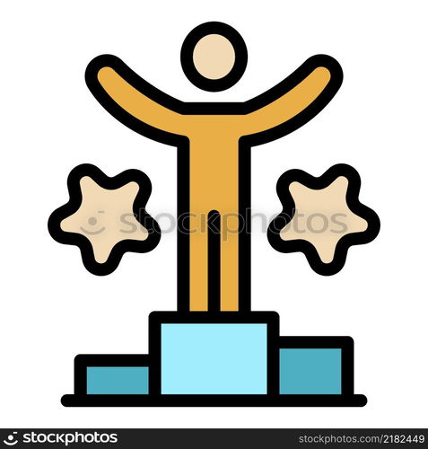 Headhunter podium icon. Outline headhunter podium vector icon color flat isolated. Headhunter podium icon color outline vector