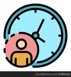 Headhunter time clock icon. Outline headhunter time clock vector icon color flat isolated. Headhunter time clock icon color outline vector