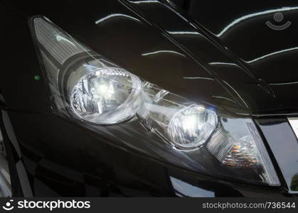 headlight lamp fornt car of new automobile.