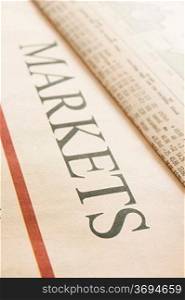 headline of a paper showing the financial markets