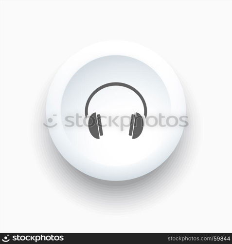 Headphones icon on a white button and white background