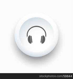 Headphones icon on a white button and white background