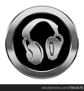 headphones icon silver, isolated on white background.