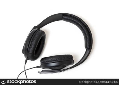 Headphones isolated on white in a studio