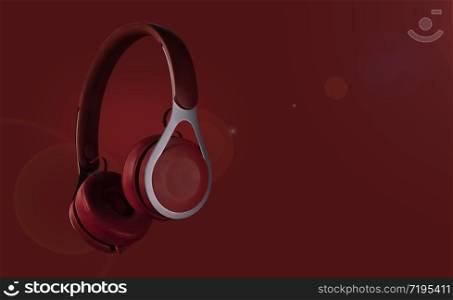 Headphones with colored background (multicolor tonal transitions). Poster design with free text space