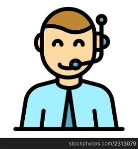 Headset communication icon. Outline headset communication vector icon color flat isolated. Headset communication icon color outline vector