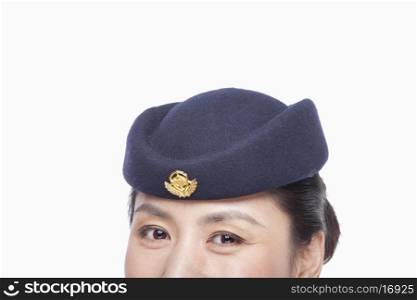 Headshot of Air Stewardess, Top half of face