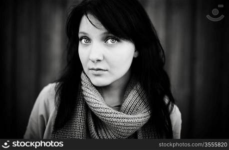 Headshot of brunette woman ,natural soft light