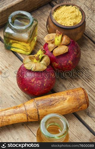Healing fruit mangosteen in alternative medicine, mangosteen tincture. Healing fruit mangosteen.