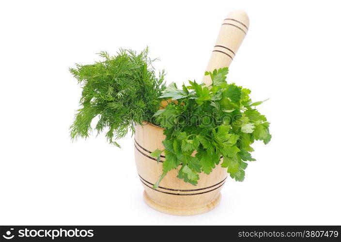 Healing herbs on white background