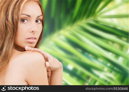 health and beauty concept - beautiful topless woman