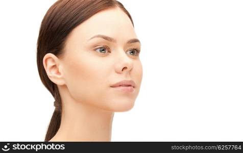 health and beauty concept - clean face of beautiful young woman. young woman