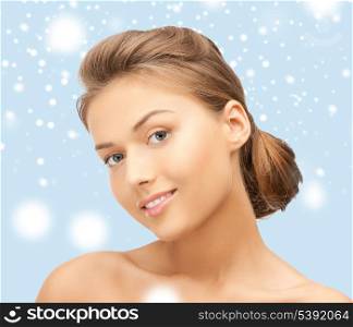 health and beauty concept - clean face of young beautiful woman