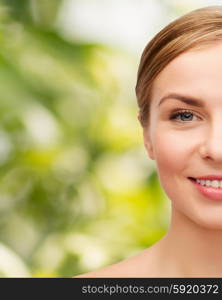 health and beauty concept - closeup of face of beautiful young woman. face of beautiful woman