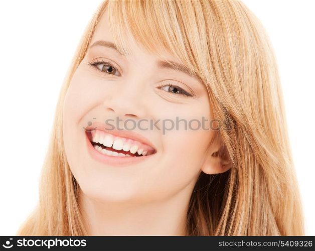 health and beauty concept - face of beautiful teenage girl