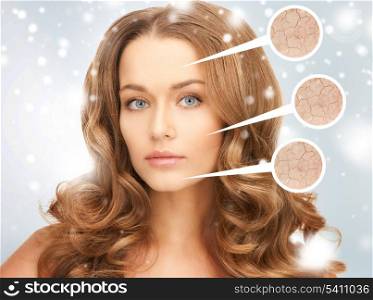 health and beauty concept - face of beautiful woman