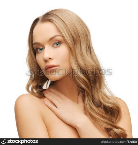 health and beauty concept - face of beautiful woman with long hair