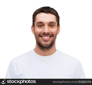 health and beauty concept - portrait of smiling young handsome man