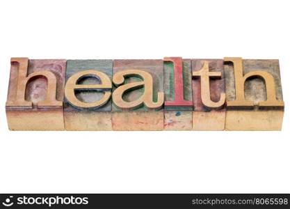 health banner - isolated word abstract in letterpress wood type blocks