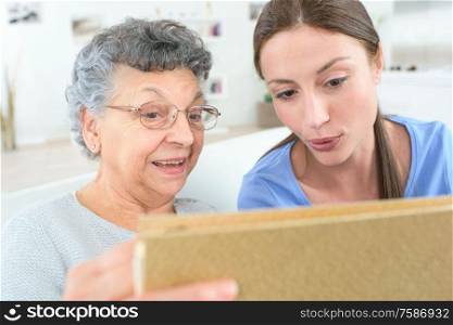 health care nurse with elderly ladyswith caring attitude