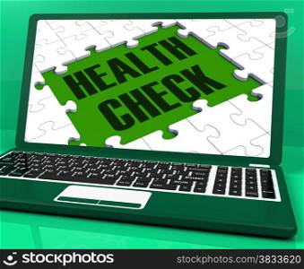 . Health Check On Laptop Showing Medical Exams And Healthy Conditions