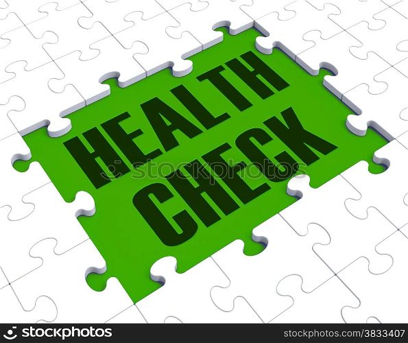 . Health Check Puzzle Shows Health Care And Fitness