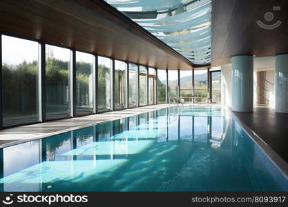 Health club with indoor pool, ideal for wellness created with Generative AI