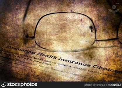 Health insurance form grunge concept