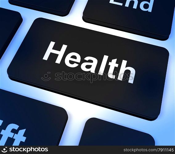 Health Key Showing Online Healthcare. Health Key Shows Online Healthcare
