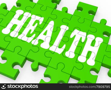 Health Puzzle Shows Medical Care And Healthy Life