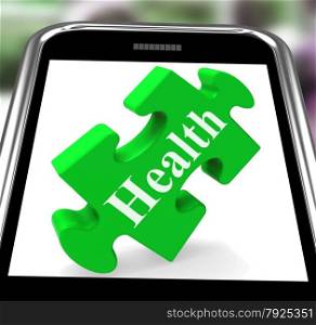 . Health Smartphone Showing Wellness And Fitness On Web