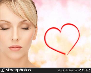 health, spa and beauty concept - beautiful woman with blonde hair