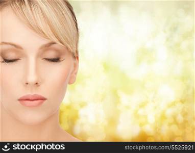 health, spa and beauty concept - beautiful woman with blonde hair