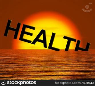 Health Word Sinking Showing Unhealthy Or Sick Condition. Health Word Sinking Showing Unhealthy Or Sick Conditions